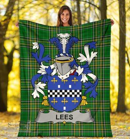 Scottish Lees or McAleese Coat of Arms Family Crest Ireland Blanket Irish National Tartan Irish County Blanket