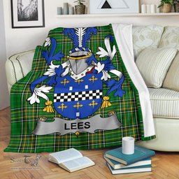 Scottish Lees or McAleese Coat of Arms Family Crest Ireland Blanket Irish National Tartan Irish County Blanket