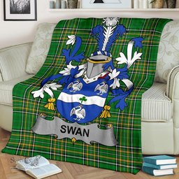 Scottish Swan Coat of Arms Family Crest Ireland Blanket Irish National Tartan Irish County Blanket