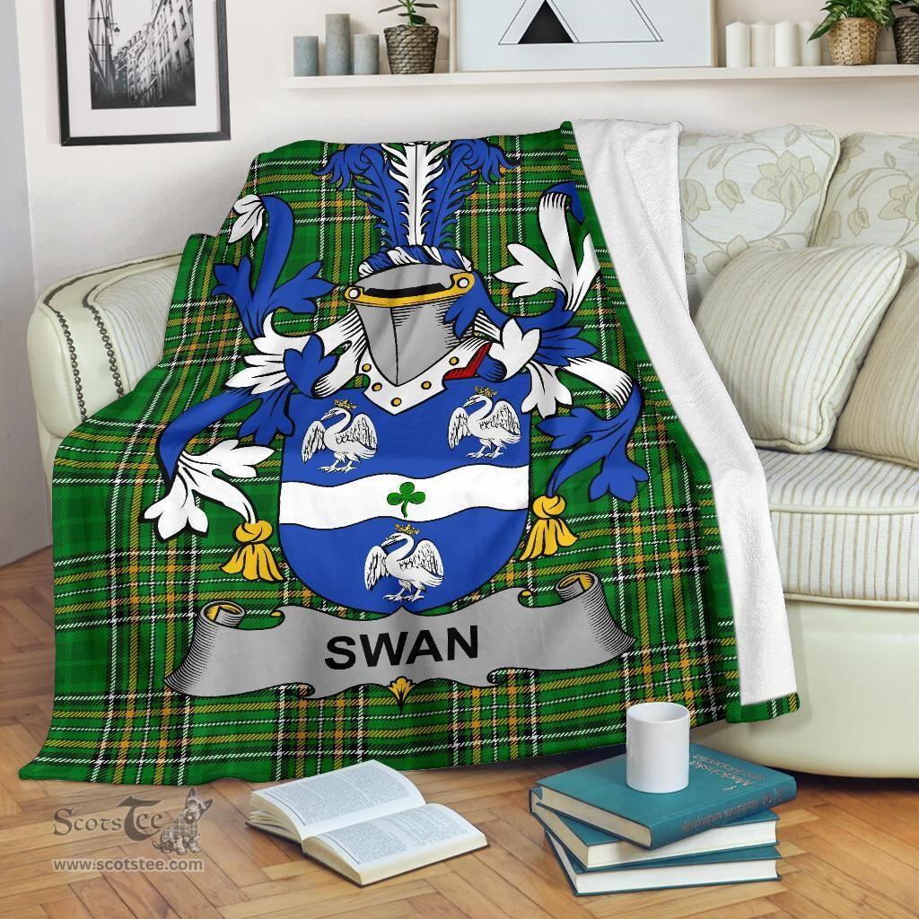 Scottish Swan Coat of Arms Family Crest Ireland Blanket Irish National Tartan Irish County Blanket