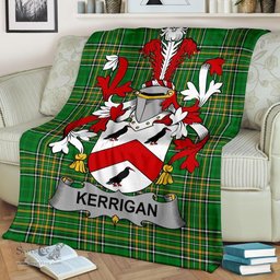 Scottish Kerrigan or O'Kerrigan Coat of Arms Family Crest Ireland Blanket Irish National Tartan Irish County Blanket