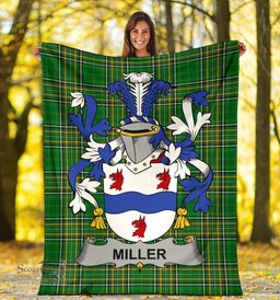 Scottish Miller Coat of Arms Family Crest Ireland Blanket Irish National Tartan Irish County Blanket