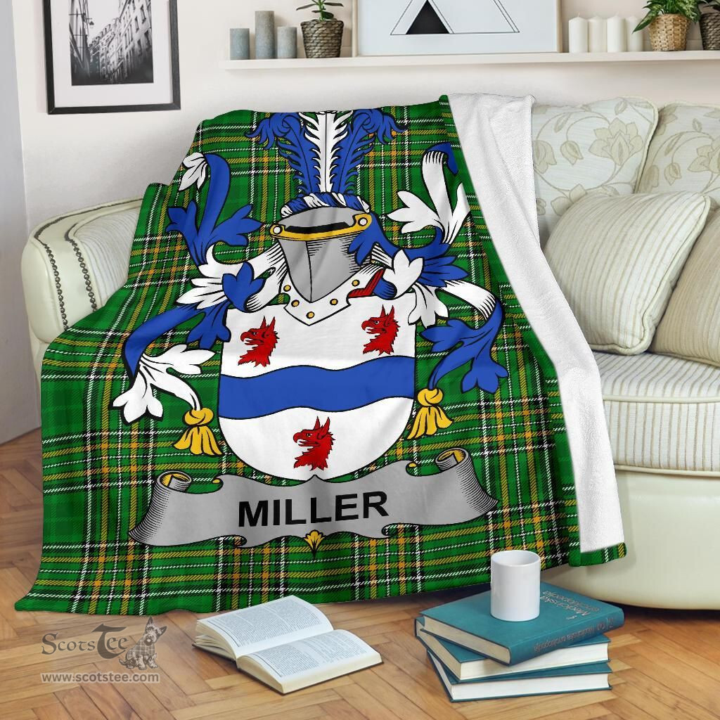 Scottish Miller Coat of Arms Family Crest Ireland Blanket Irish National Tartan Irish County Blanket