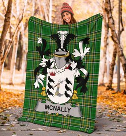 Scottish McNally Coat of Arms Family Crest Ireland Blanket Irish National Tartan Irish County Blanket