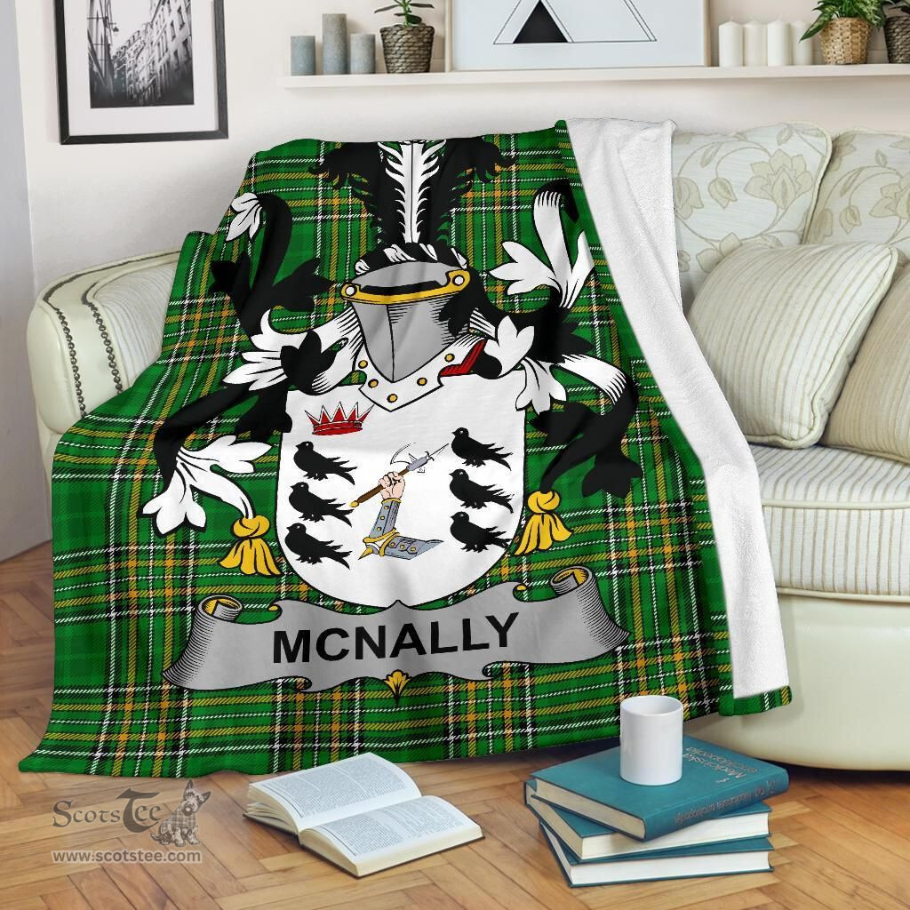 Scottish McNally Coat of Arms Family Crest Ireland Blanket Irish National Tartan Irish County Blanket