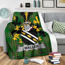 Scottish Waller Coat of Arms Family Crest Ireland Blanket Irish National Tartan Irish County Blanket