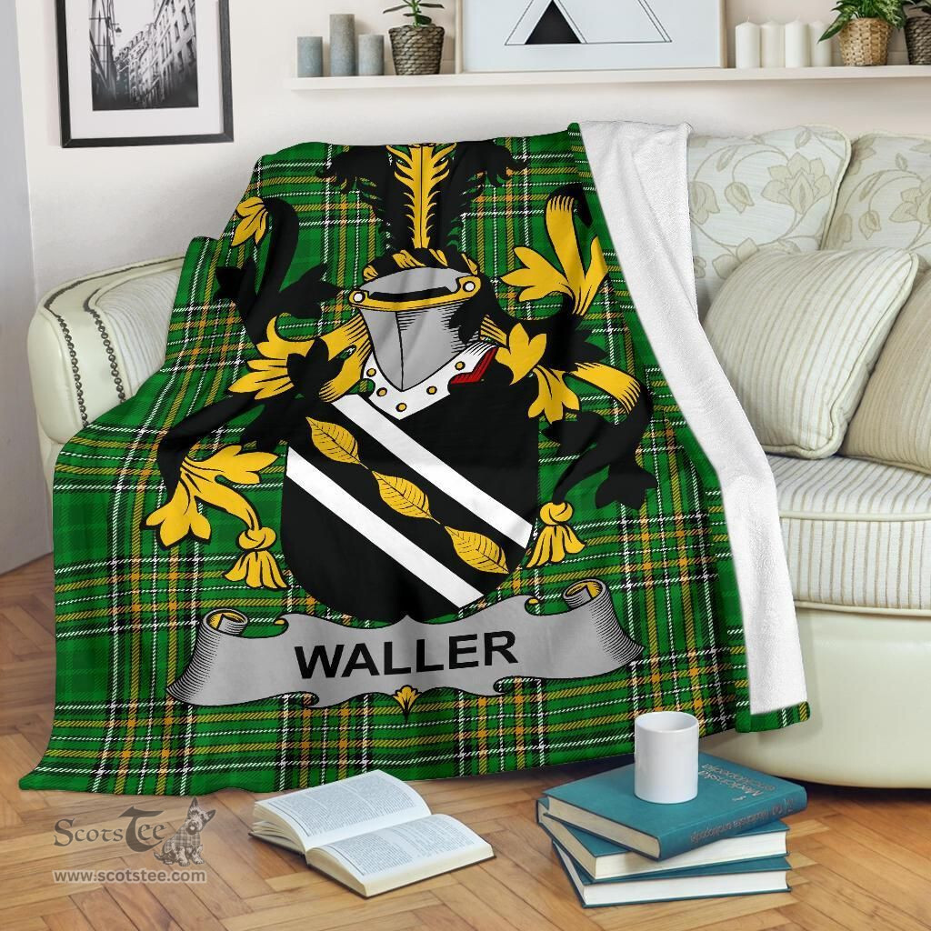 Scottish Waller Coat of Arms Family Crest Ireland Blanket Irish National Tartan Irish County Blanket