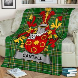 Scottish Cantell Coat of Arms Family Crest Ireland Blanket Irish National Tartan Irish County Blanket
