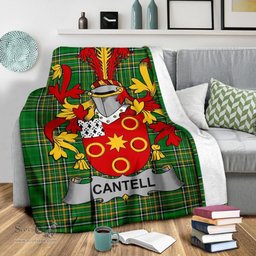 Scottish Cantell Coat of Arms Family Crest Ireland Blanket Irish National Tartan Irish County Blanket
