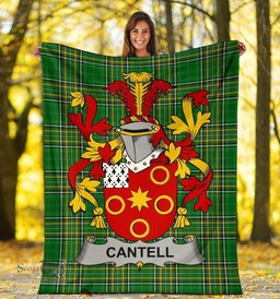 Scottish Cantell Coat of Arms Family Crest Ireland Blanket Irish National Tartan Irish County Blanket