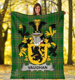Scottish Vaughan Coat of Arms Family Crest Ireland Blanket Irish National Tartan Irish County Blanket