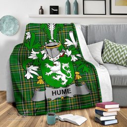 Scottish Hume Coat of Arms Family Crest Ireland Blanket Irish National Tartan Irish County Blanket