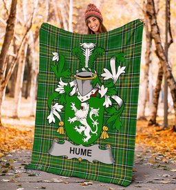 Scottish Hume Coat of Arms Family Crest Ireland Blanket Irish National Tartan Irish County Blanket