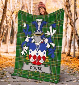 Scottish Douse or Dowse Coat of Arms Family Crest Ireland Blanket Irish National Tartan Irish County Blanket