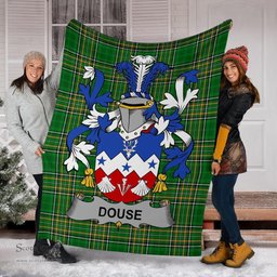 Scottish Douse or Dowse Coat of Arms Family Crest Ireland Blanket Irish National Tartan Irish County Blanket