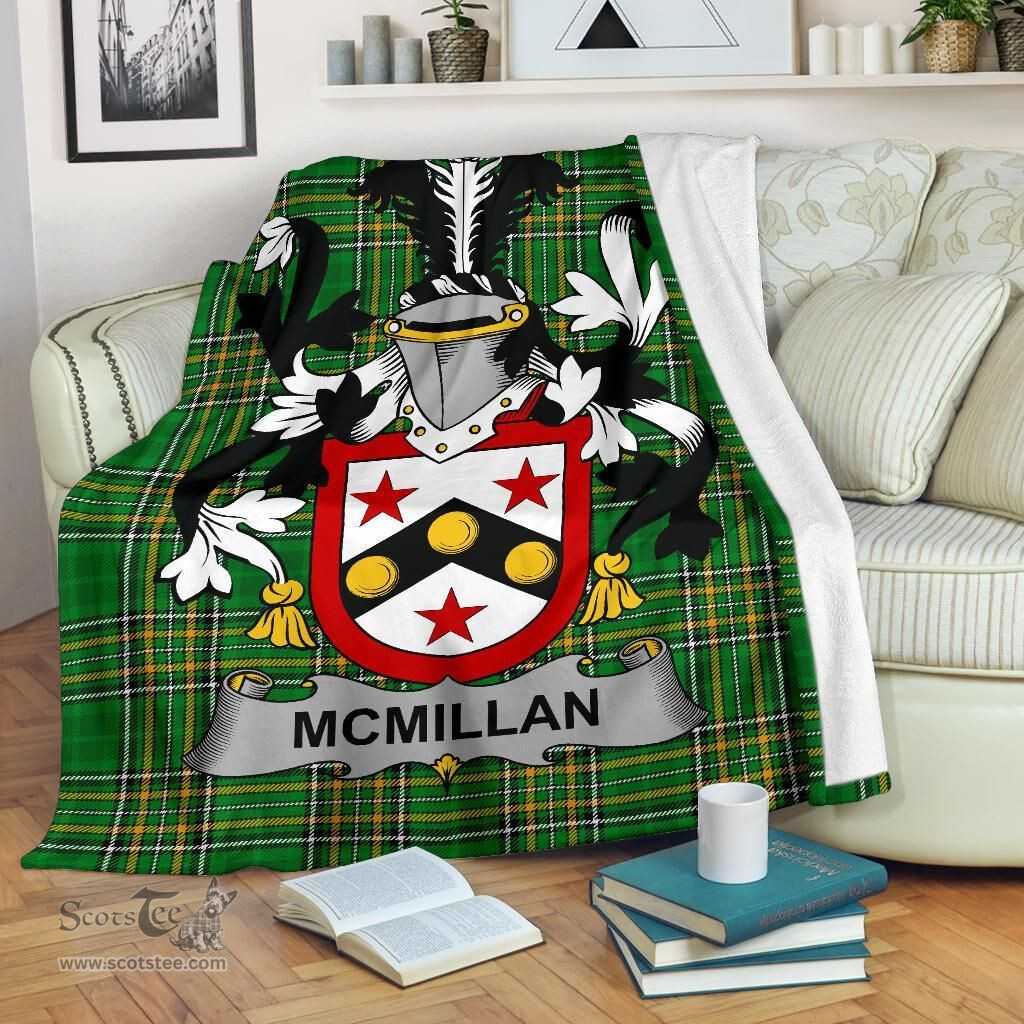 Scottish McMillan Coat of Arms Family Crest Ireland Blanket Irish National Tartan Irish County Blanket