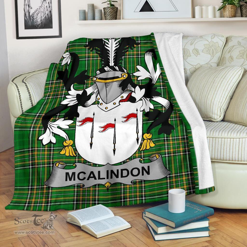 Scottish McAlindon or McAlindem Coat of Arms Family Crest Ireland Blanket Irish National Tartan Irish County Blanket