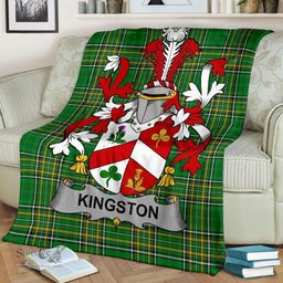 Scottish Kingston Coat of Arms Family Crest Ireland Blanket Irish National Tartan Irish County Blanket