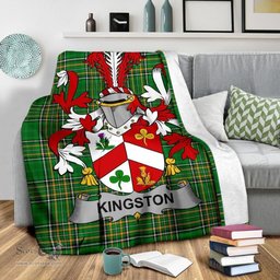 Scottish Kingston Coat of Arms Family Crest Ireland Blanket Irish National Tartan Irish County Blanket