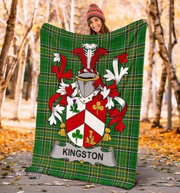 Scottish Kingston Coat of Arms Family Crest Ireland Blanket Irish National Tartan Irish County Blanket