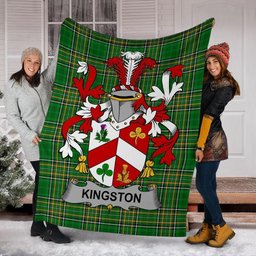 Scottish Kingston Coat of Arms Family Crest Ireland Blanket Irish National Tartan Irish County Blanket
