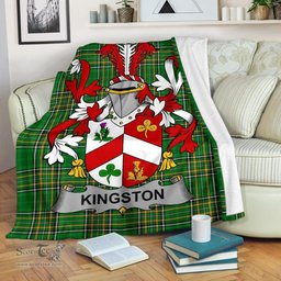 Scottish Kingston Coat of Arms Family Crest Ireland Blanket Irish National Tartan Irish County Blanket