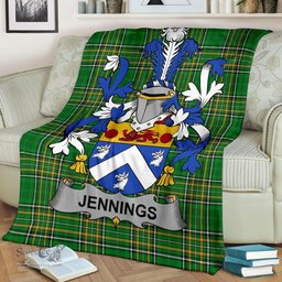 Scottish Jennings or Jennyns Coat of Arms Family Crest Ireland Blanket Irish National Tartan Irish County Blanket