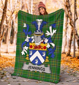 Scottish Jennings or Jennyns Coat of Arms Family Crest Ireland Blanket Irish National Tartan Irish County Blanket