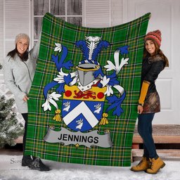 Scottish Jennings or Jennyns Coat of Arms Family Crest Ireland Blanket Irish National Tartan Irish County Blanket