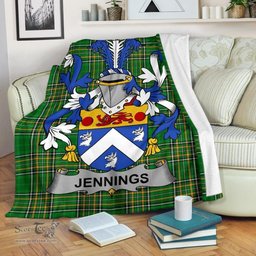 Scottish Jennings or Jennyns Coat of Arms Family Crest Ireland Blanket Irish National Tartan Irish County Blanket