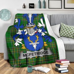 Scottish McFetridge Coat of Arms Family Crest Ireland Blanket Irish National Tartan Irish County Blanket