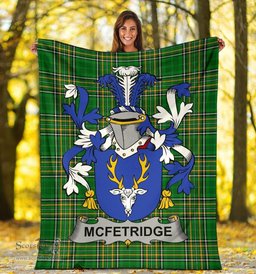 Scottish McFetridge Coat of Arms Family Crest Ireland Blanket Irish National Tartan Irish County Blanket