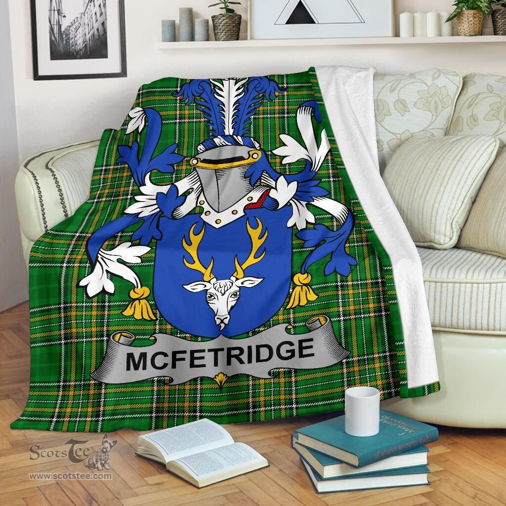 Scottish McFetridge Coat of Arms Family Crest Ireland Blanket Irish National Tartan Irish County Blanket