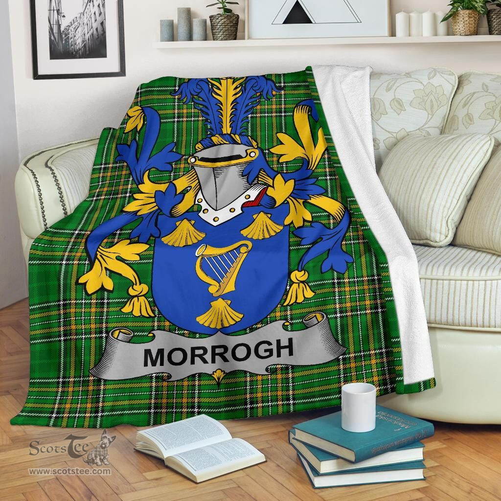 Scottish Morrogh or Morrow Coat of Arms Family Crest Ireland Blanket Irish National Tartan Irish County Blanket