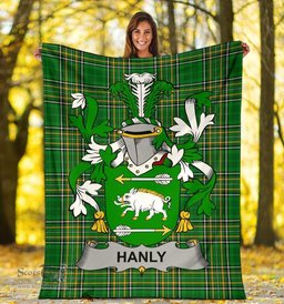 Scottish Hanly or O'Hanley Coat of Arms Family Crest Ireland Blanket Irish National Tartan Irish County Blanket