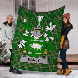 Scottish Hanly or O'Hanley Coat of Arms Family Crest Ireland Blanket Irish National Tartan Irish County Blanket