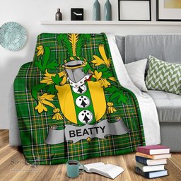 Scottish Beatty or Betagh Coat of Arms Family Crest Ireland Blanket Irish National Tartan Irish County Blanket