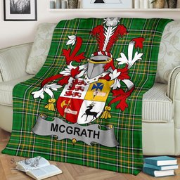 Scottish McGrath or McGraw Coat of Arms Family Crest Ireland Blanket Irish National Tartan Irish County Blanket