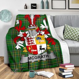 Scottish McGrath or McGraw Coat of Arms Family Crest Ireland Blanket Irish National Tartan Irish County Blanket