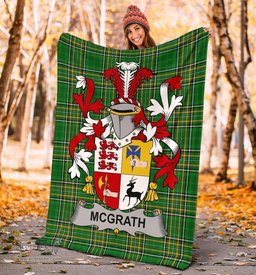 Scottish McGrath or McGraw Coat of Arms Family Crest Ireland Blanket Irish National Tartan Irish County Blanket