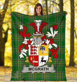 Scottish McGrath or McGraw Coat of Arms Family Crest Ireland Blanket Irish National Tartan Irish County Blanket