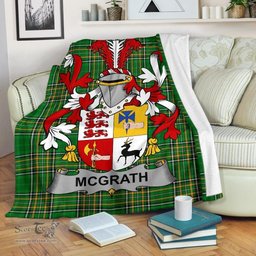 Scottish McGrath or McGraw Coat of Arms Family Crest Ireland Blanket Irish National Tartan Irish County Blanket