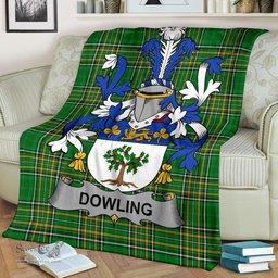 Scottish Dowling or O'Dowling Coat of Arms Family Crest Ireland Blanket Irish National Tartan Irish County Blanket