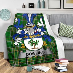 Scottish Dowling or O'Dowling Coat of Arms Family Crest Ireland Blanket Irish National Tartan Irish County Blanket