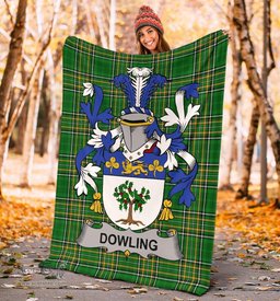 Scottish Dowling or O'Dowling Coat of Arms Family Crest Ireland Blanket Irish National Tartan Irish County Blanket
