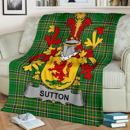 Scottish Sutton Coat of Arms Family Crest Ireland Blanket Irish National Tartan Irish County Blanket