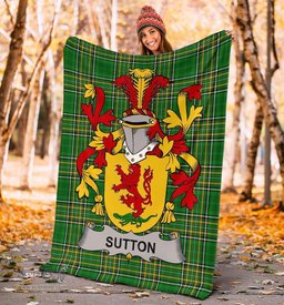 Scottish Sutton Coat of Arms Family Crest Ireland Blanket Irish National Tartan Irish County Blanket