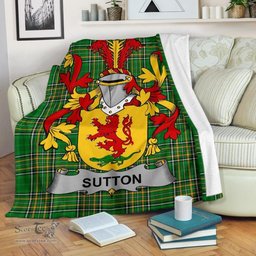 Scottish Sutton Coat of Arms Family Crest Ireland Blanket Irish National Tartan Irish County Blanket