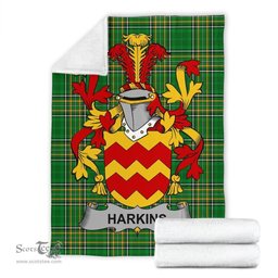 Scottish Harkins or O'Harkin Coat of Arms Family Crest Ireland Blanket Irish National Tartan Irish County Blanket