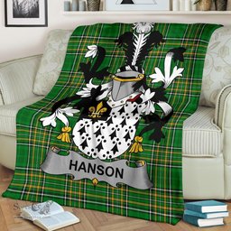 Scottish Hanson or O'Hanson Coat of Arms Family Crest Ireland Blanket Irish National Tartan Irish County Blanket